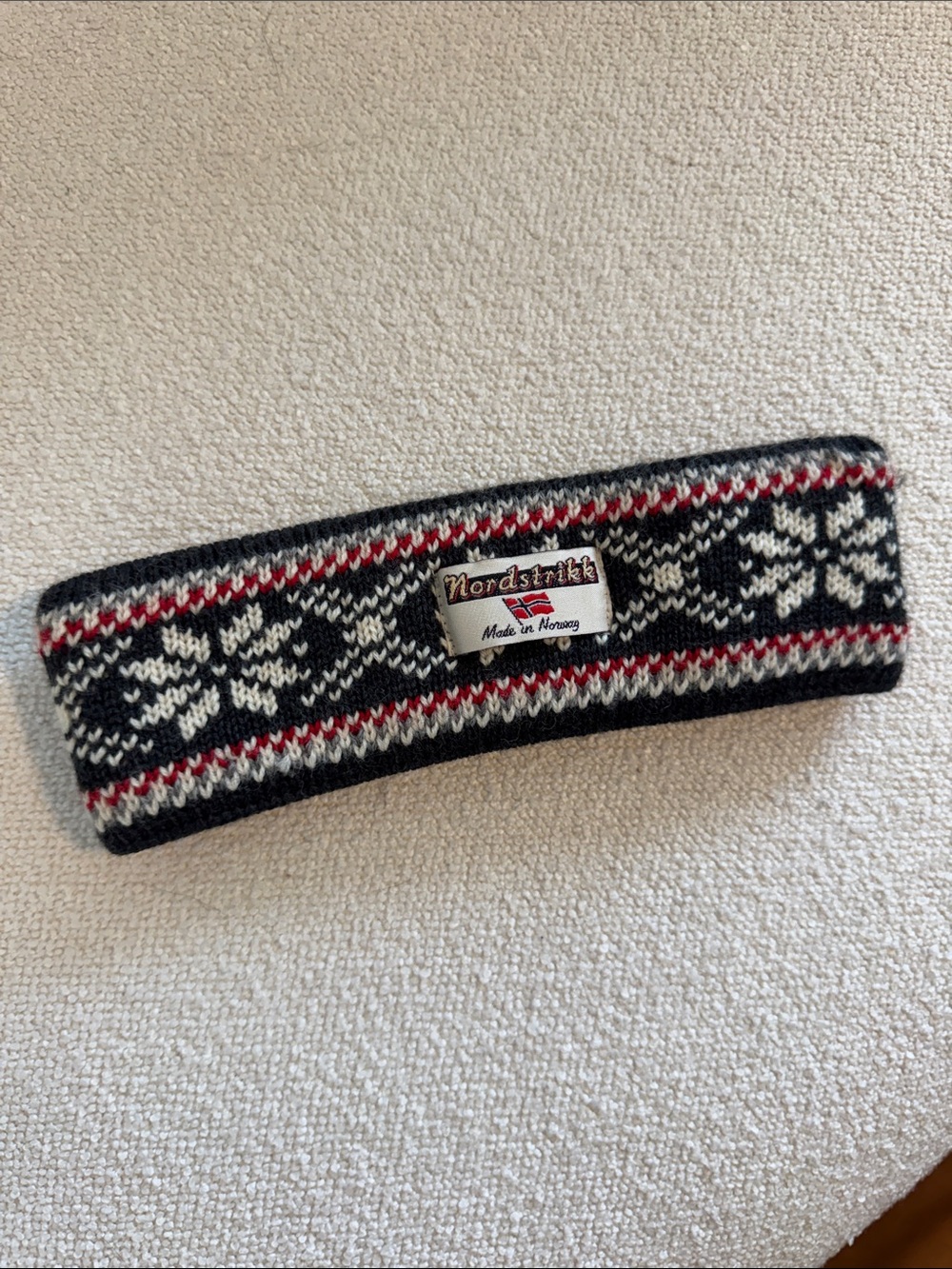 Lobstærk Fair Isle Knit Headband | Black White Red | 100% Virgin Wool